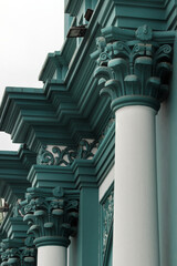 Ornate Teal Columns of Iglesia de San Felipe, Pasto