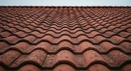 Fototapeta premium roof, tile, pattern, architecture, house, texture, construction, tiles, building, roofing, home, red, tiled, clay, tiling, material, detail, rooftop, design, structure, exterior, row, terracotta, top,