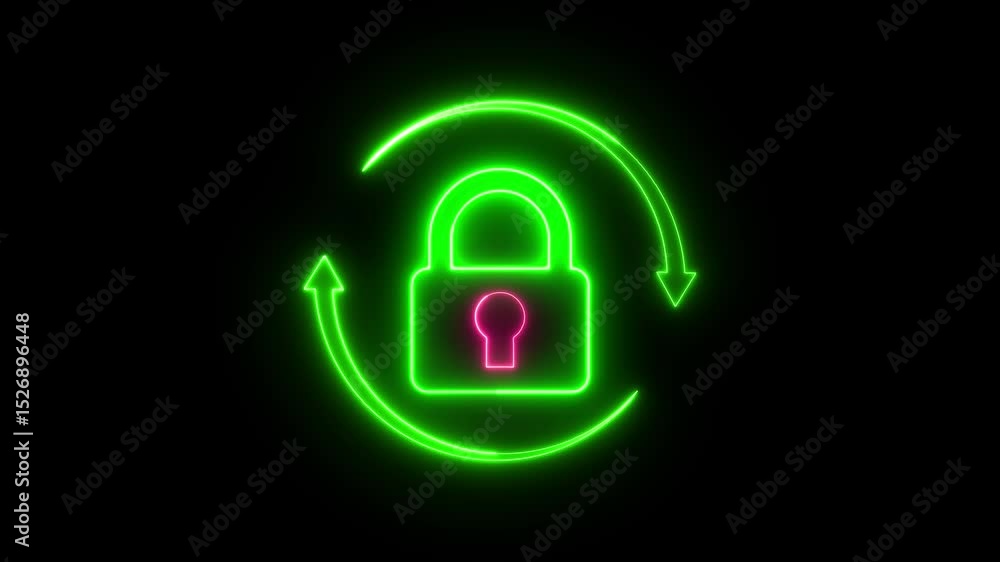 Poster simple security lock icon isolated with tick mark icon , cyber security lock icon animation .