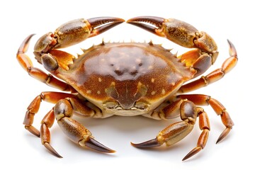 Close-Up of a Brown Crab on White Background

