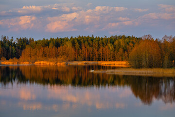A Serene Lake Reflection with Vibrant and Colorful sunset colors