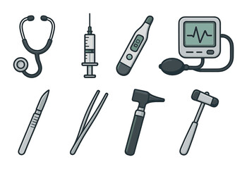 Obraz premium Medical icons set – line, healthcare and doctor tools collection