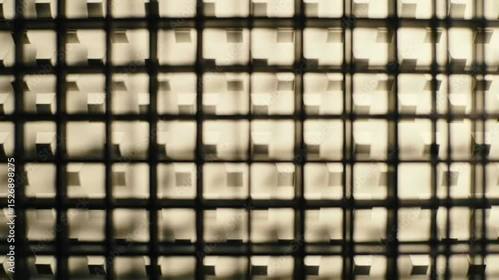 Poster abstract grid pattern illuminated cubes, geometric design, modern architecture