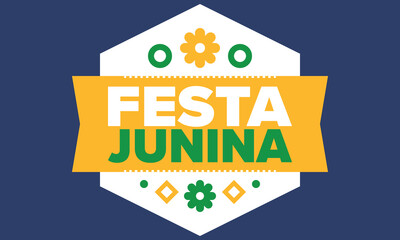 Festa Junina in Brazil. Brazilian festival. Happy holiday. Brazil flag. Carnival and parade. Summer fun party. Vector illustration