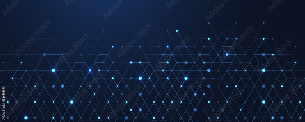 Fototapete Abstract digital blockchain cube blocks concept. 3D big data cubes quantum computer technology idea. Artificial intelligence data core cubes design element