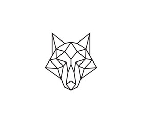 Geometric Wolf Logo. Abstract Low Poly Animal Head. Vector Logo Template