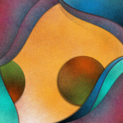 A speckled, abstract background with three-dimensional waves.	