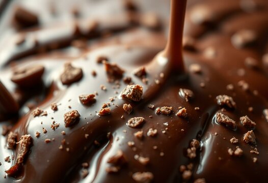 Close-up shot of melting chocolate, highlighting texture and fine detail