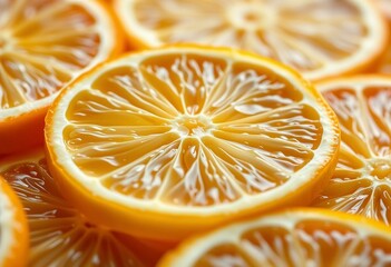 Close-up shot of freshly sliced citrus fruits with intricate textures and details