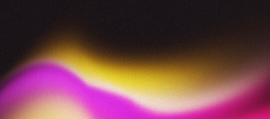 Abstract grainy background, pink yellow purple abstract gradient shape and black noise texture backdrop design