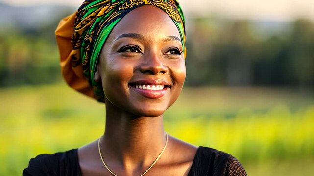 Woman portrait smile headwrap nature happy