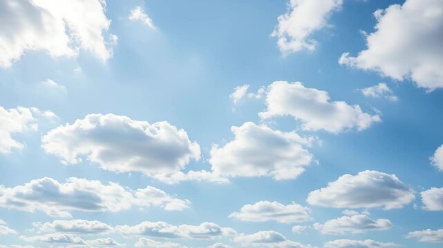 Soft white clouds drifting in a bright blue sky  