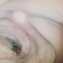 Metal Abstract Ink Art. Abstract Paint Stroke. White Alcoholic Ink. Liquid Background. Gray...