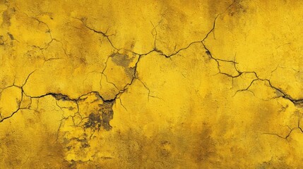 High-Resolution Yellow Concrete Wall Texture with Cracks and Stains