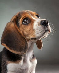 Adorable Beagle Puppy with Expressive Eyes Side Profile.