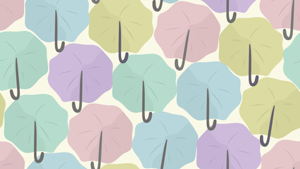 Seamless Pattern of Umbrellas from Below &ndash; Artistic Pastel Rainy Day Design
