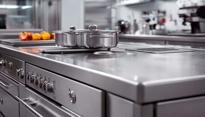 Kitchen in modern house. View of the dining room and kitchen. Northwest, USA