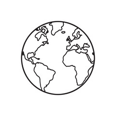Simple Line Drawing of Earth Showing Continents