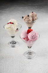 Ice Cream Glasses with Strawberry and Chocolate