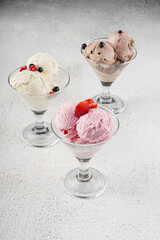 Trio of Ice Cream Scoops with Berries