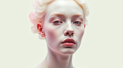 Obraz premium A serene, pale figure with short, curly hair.