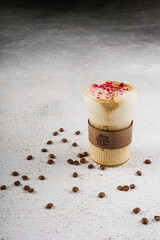 Artisan Latte Coffee with Dried Raspberry Topping