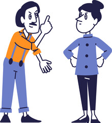 Flat Design Angry Man and Woman Arguing – Cartoon Conflict Scene