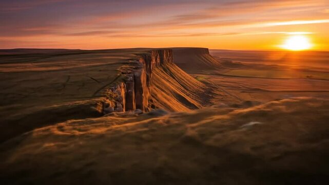 Dramatic Sunset Over Pennine Way Cliffs