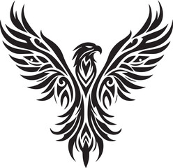 Fototapeta premium Tribal black vector eagle with outstretched wings.