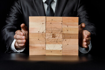 Businessman showcases artificial intelligence concept