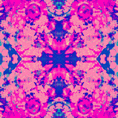 Seamless Psychedelic Print. Purple Dyeing. Rose