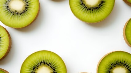 kiwi slices on white background