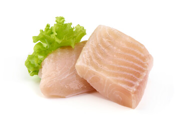 Fresh Tilapia Fish Fillet, Isolated White Background.