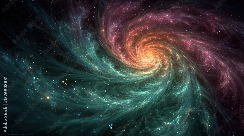 Poster a stunning display of cosmic patterns features swirling colors and bright stars in a nebula, creatin