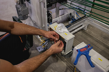 electrician work with wire