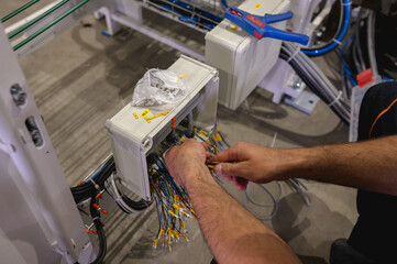 electrician work with wire