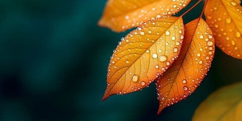 Autumn Leaves with Water Droplets - Vibrant Fall Macro Photography