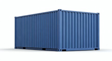 Mockup shipping container-Blue Cargo Container on White Background