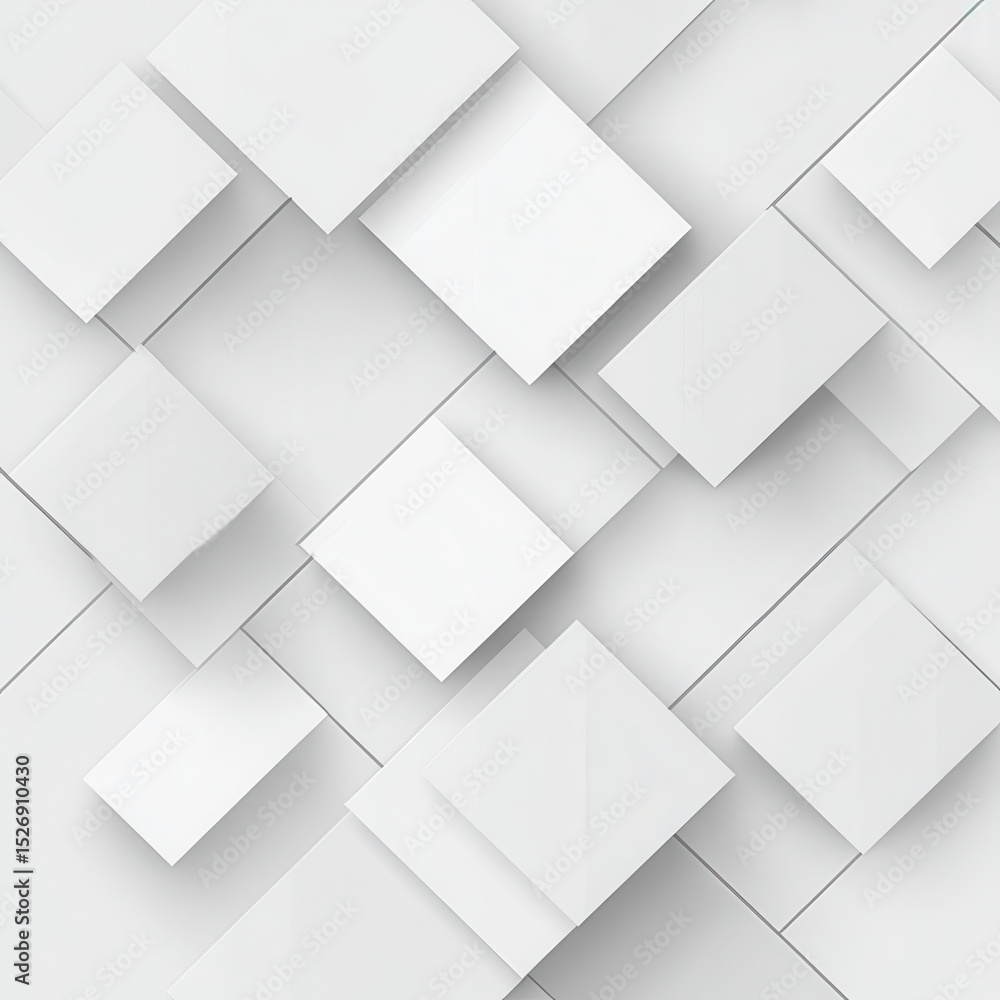 Aufkleber modern white and light grey square overlapped pattern on background with shadow. white background. m