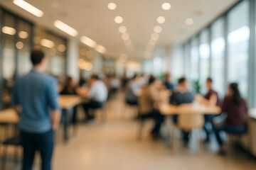 Coworkers engaging in team conversations - defocused frame