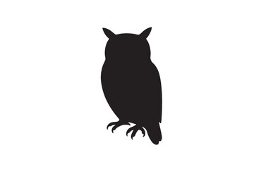 Owl silhouette on white background.01