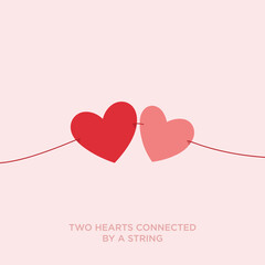 Two Connected Hearts Minimal Valentines Vector