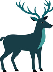 Majestic Wild Reindeer With Antlers.