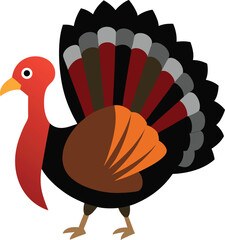 Majestic Wild Turkey With Spread Feathers.