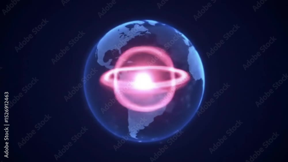 Poster global network connection illuminated earth with glowing aura