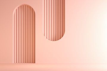 Memphis style conceptual interior room 3d illustration