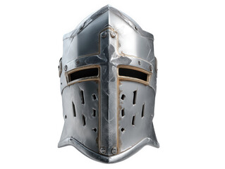 Detailed Medieval Knight Helmet Close-Up with Cross Design and Texture