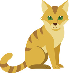 Sand Cat Crouching in Desert Environment.