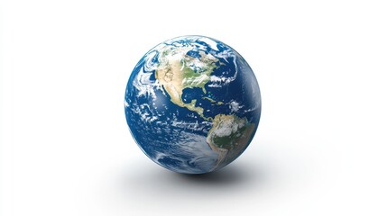 Fototapeta premium Planet Earth globe world map continents oceans atmosphere clouds isolated on white background global international world earth day environment ecology climate change geography travel world map 3D