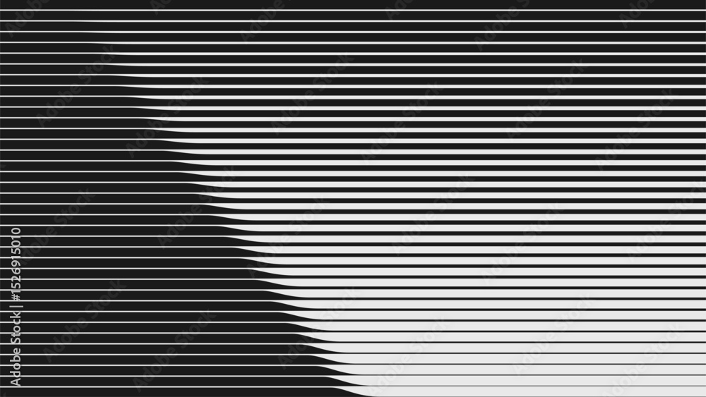 Poster Abstract modern composition in brutalism style, Postmodern geometric ornament with simple shapes in monochrome colors, bold aesthetic, linear transition vector gradient, shape transformation